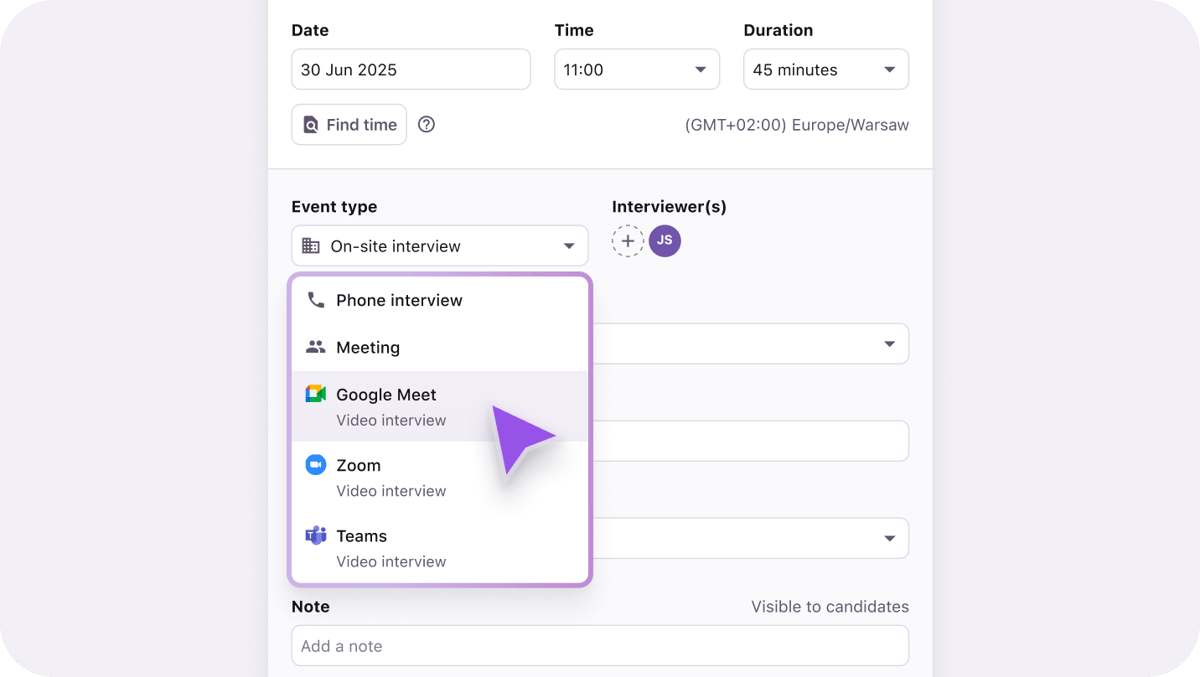 Native scheduler with calendar