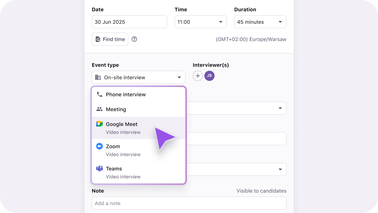 Native scheduler with calendar