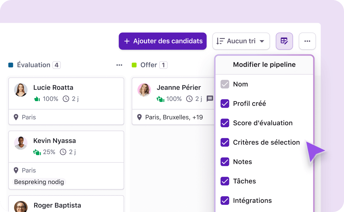 Flux de travail personnalisables