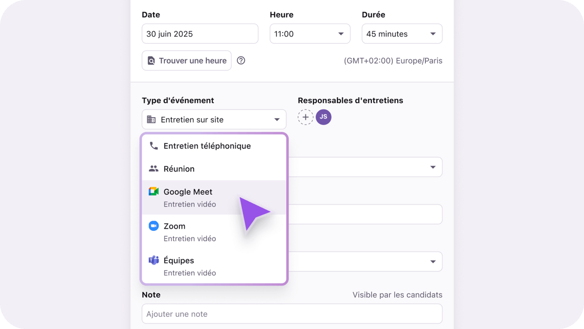 Profitez d’un planificateur natif avec calendrier et WhatsApp intégrés