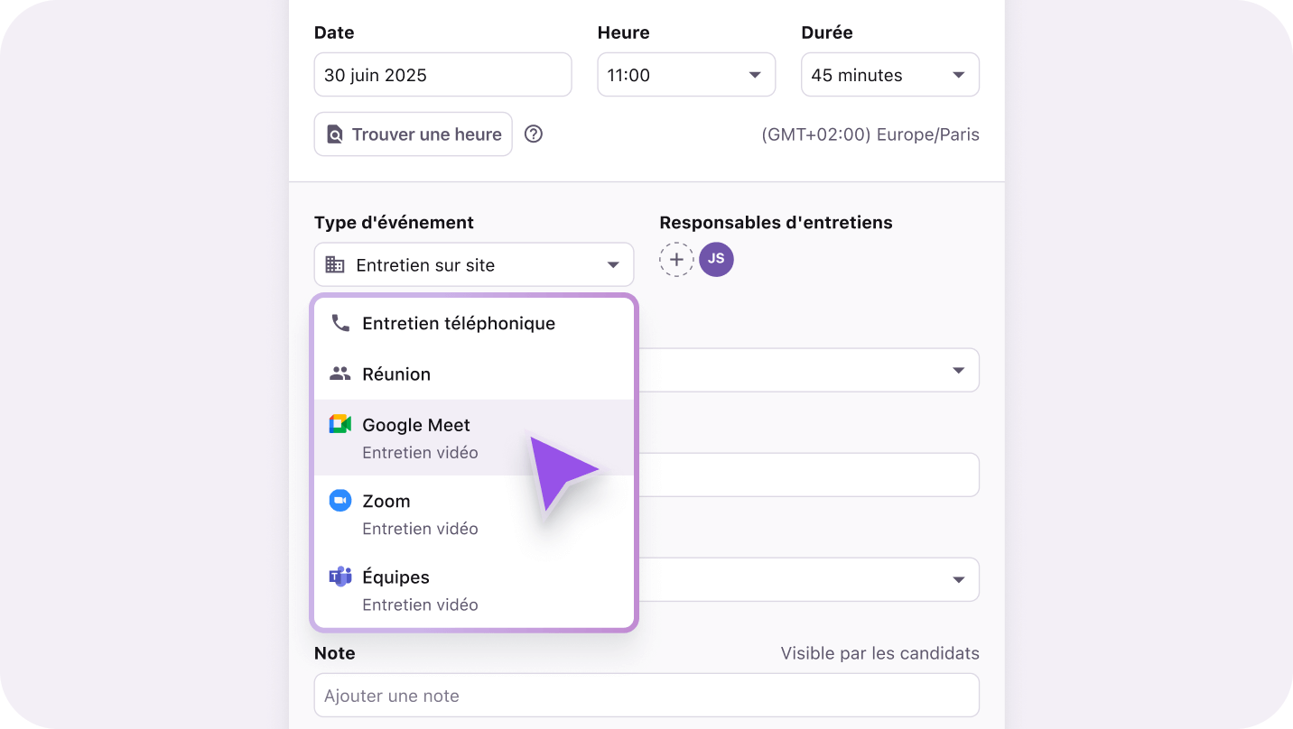 Profitez d’un planificateur natif avec calendrier et WhatsApp intégrés