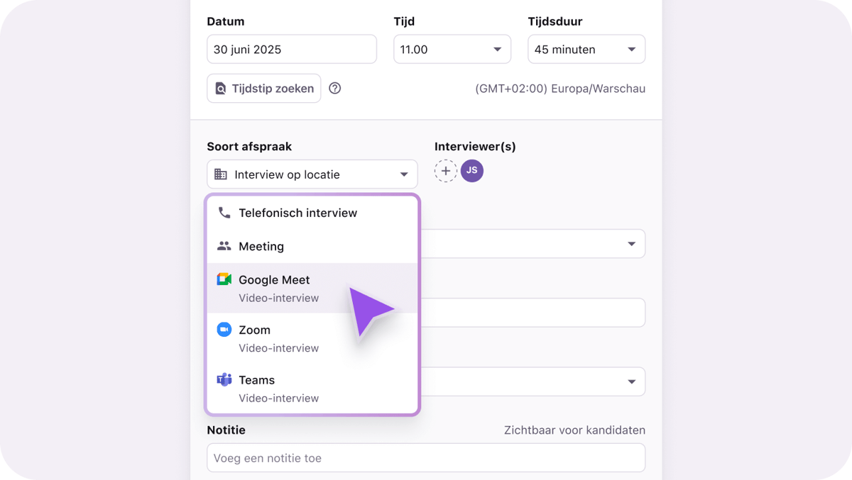 Ingebouwde planner met agenda en WhatsApp