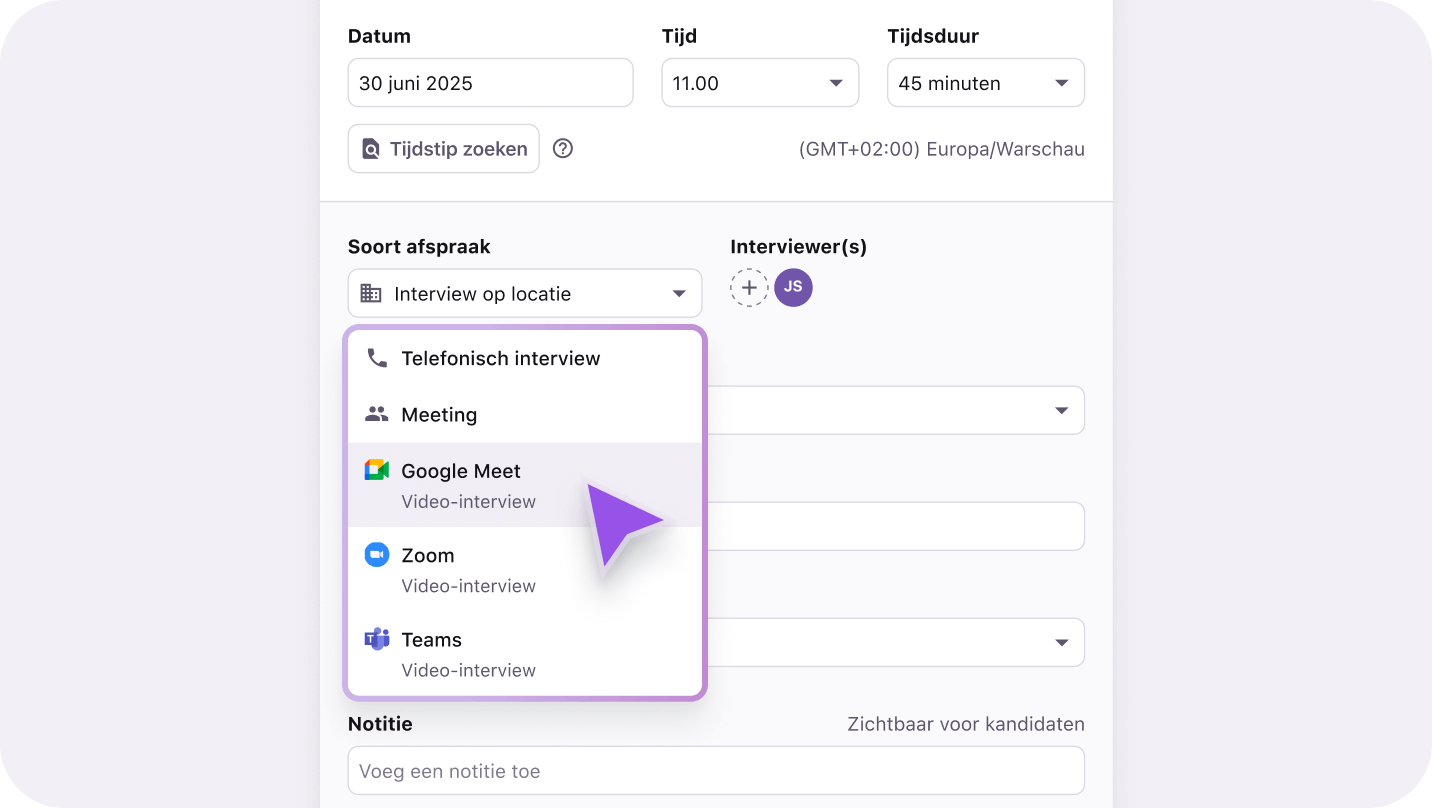 Ingebouwde planner met agenda en WhatsApp
