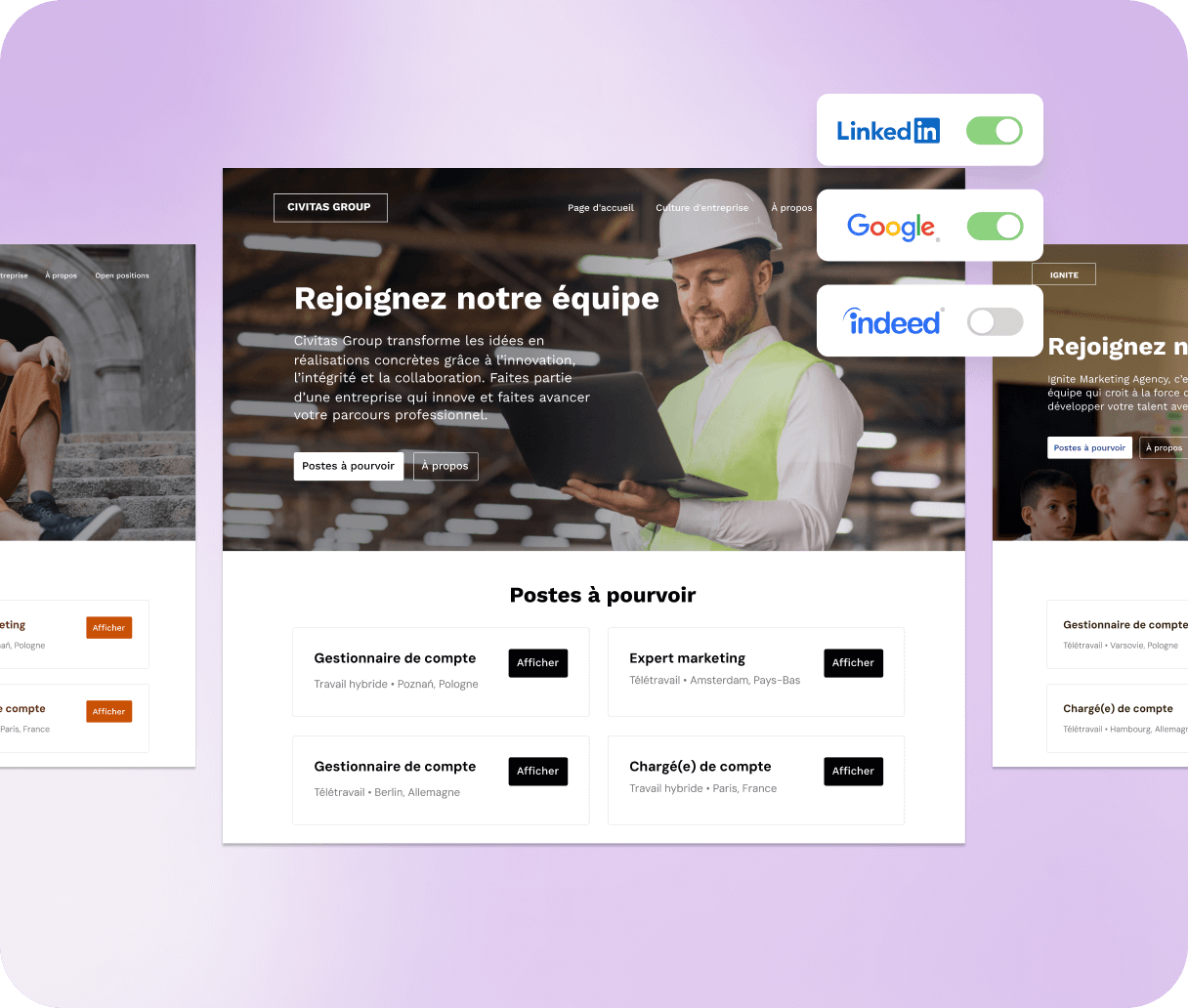 Exemple de sites carrière réalisé avec l'ATS Tellent recruitee
