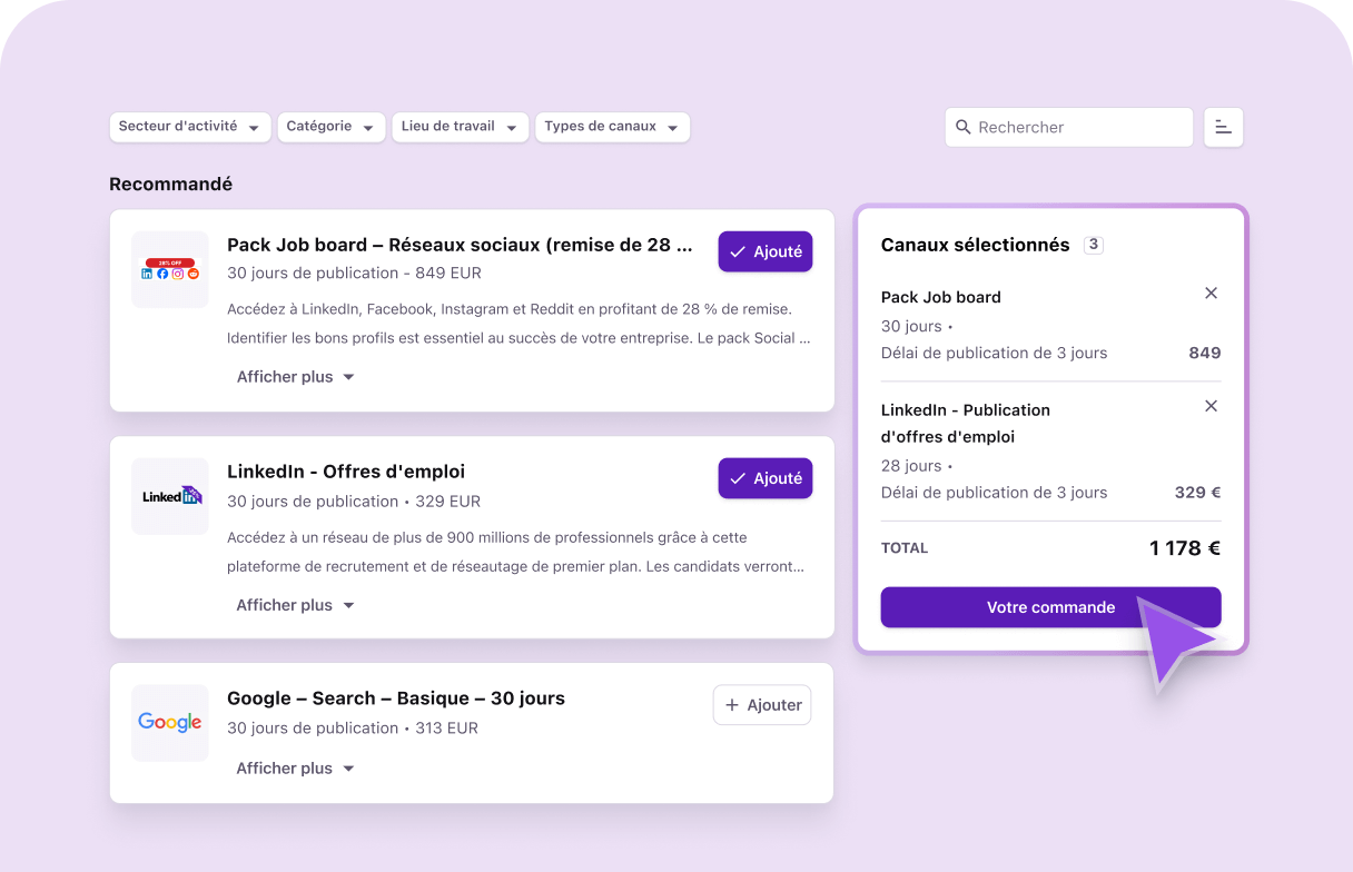 Grâce à la multidiffusion, publiez sur des milliers de jobboards simultanément. 