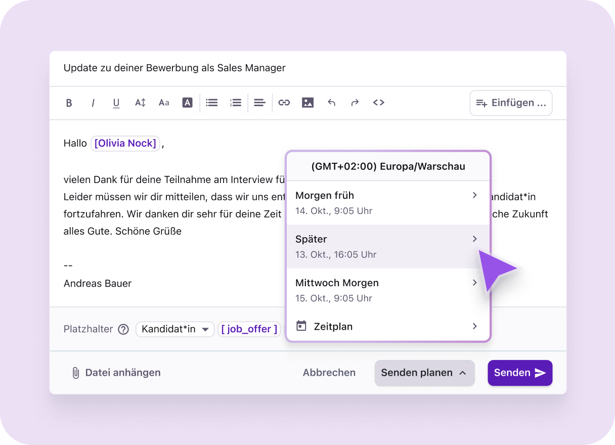 Die personalisierten E-Mails werden nach Ihren Vorgaben automatisiert versendet.