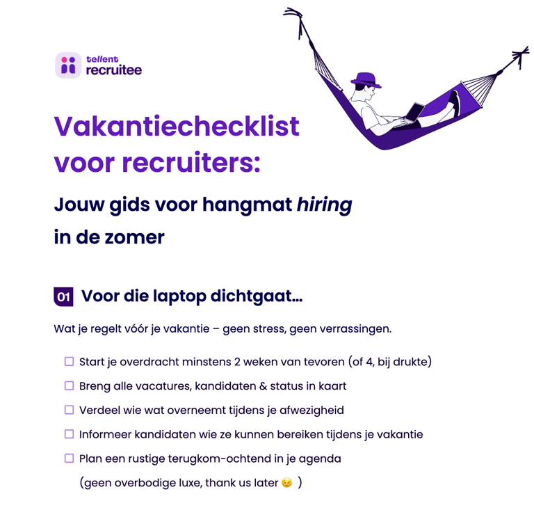 Recruitment vakantiechecklist