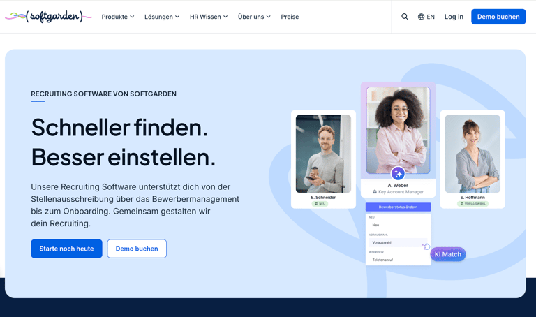 Softgarden DE homepage
