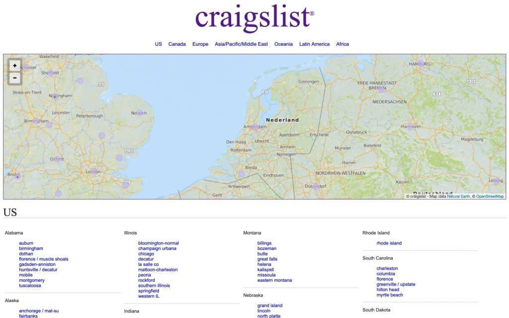 craigslist homepage