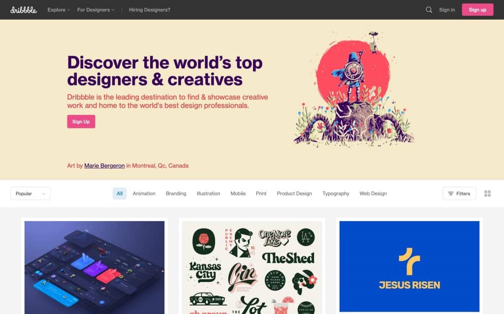 dribble homepage
