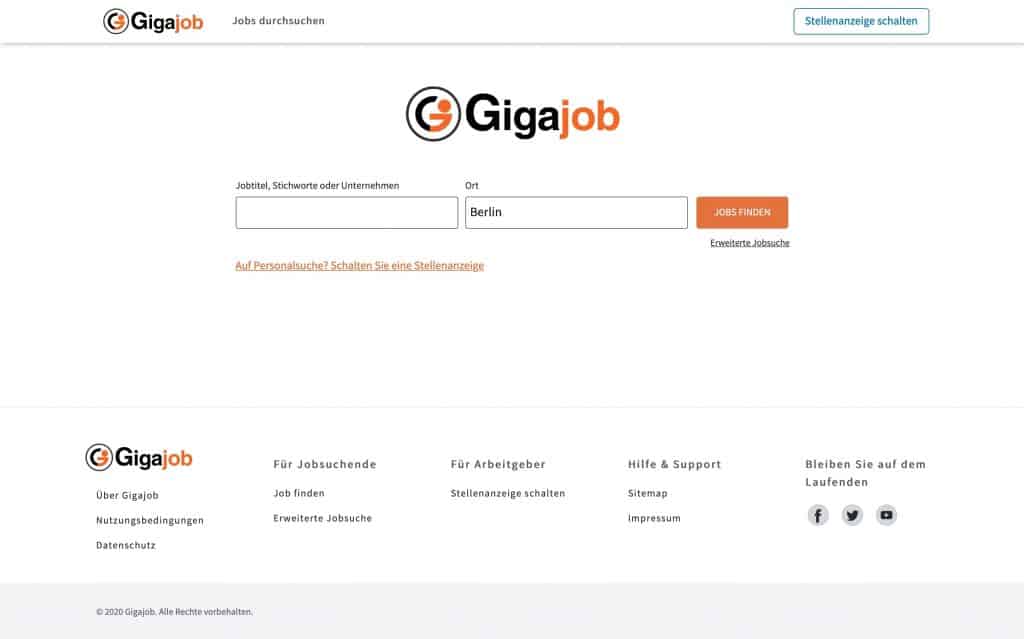 gigajob homepage