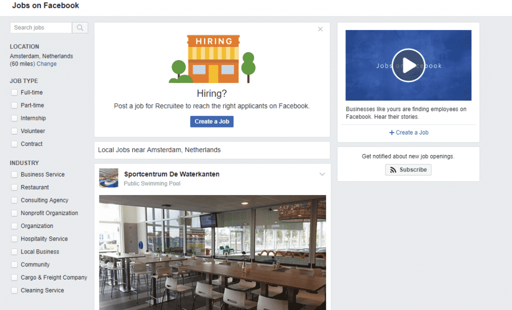 jobs on Facebook how to recruit on their page screenshot