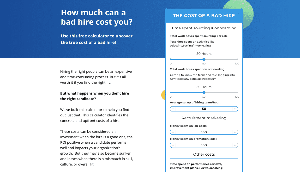 Cost of bad hire calculator