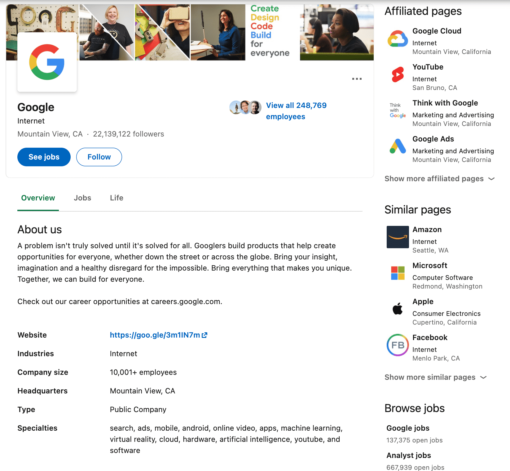 google linkedin profile