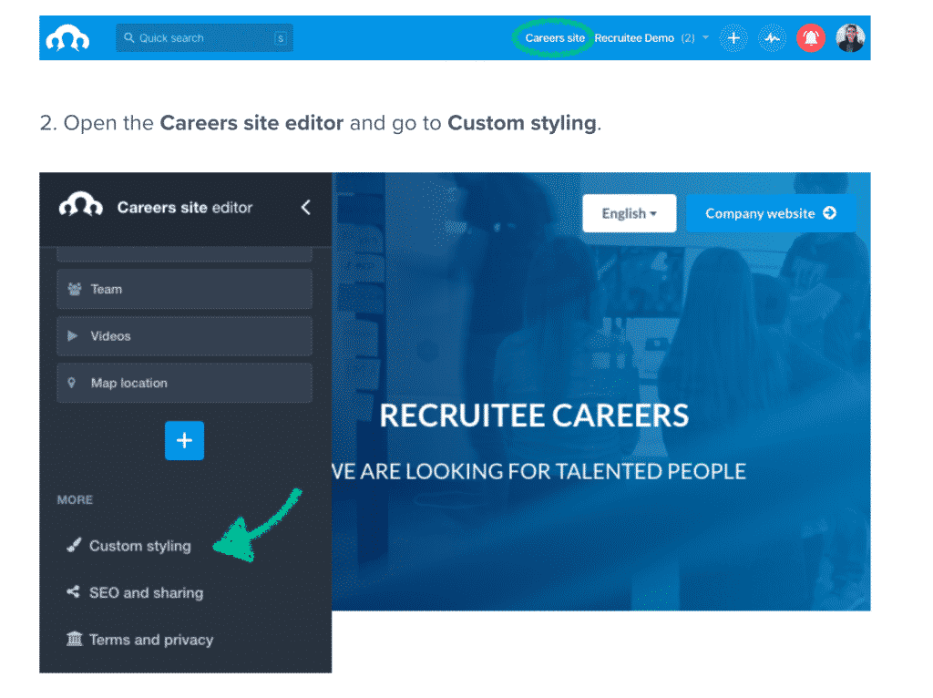 Recruitee Careers Site Editor