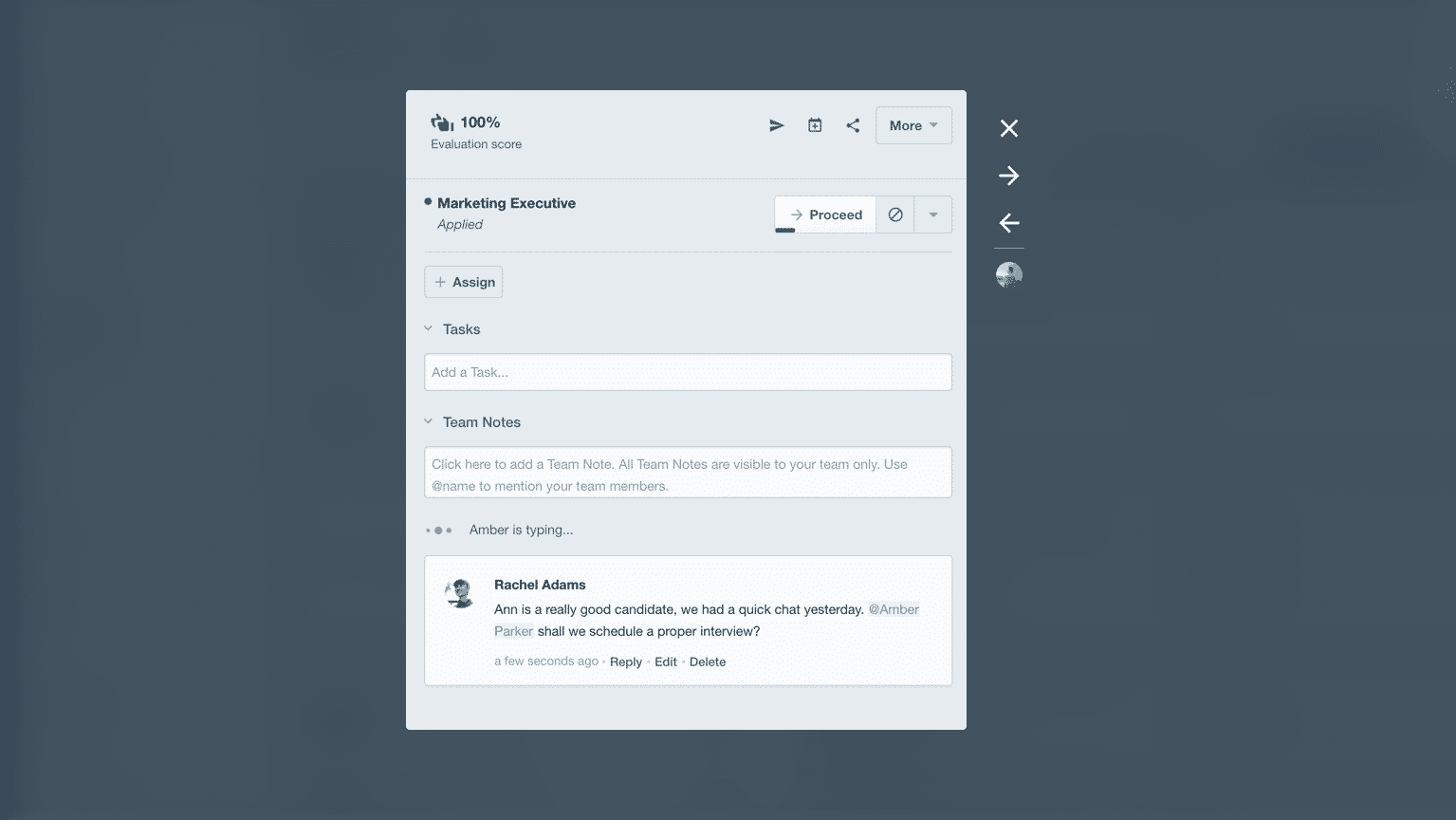 Example of interview scorecards available on Recruitee