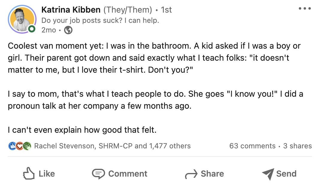 Katrina Kibben Linkedin post
