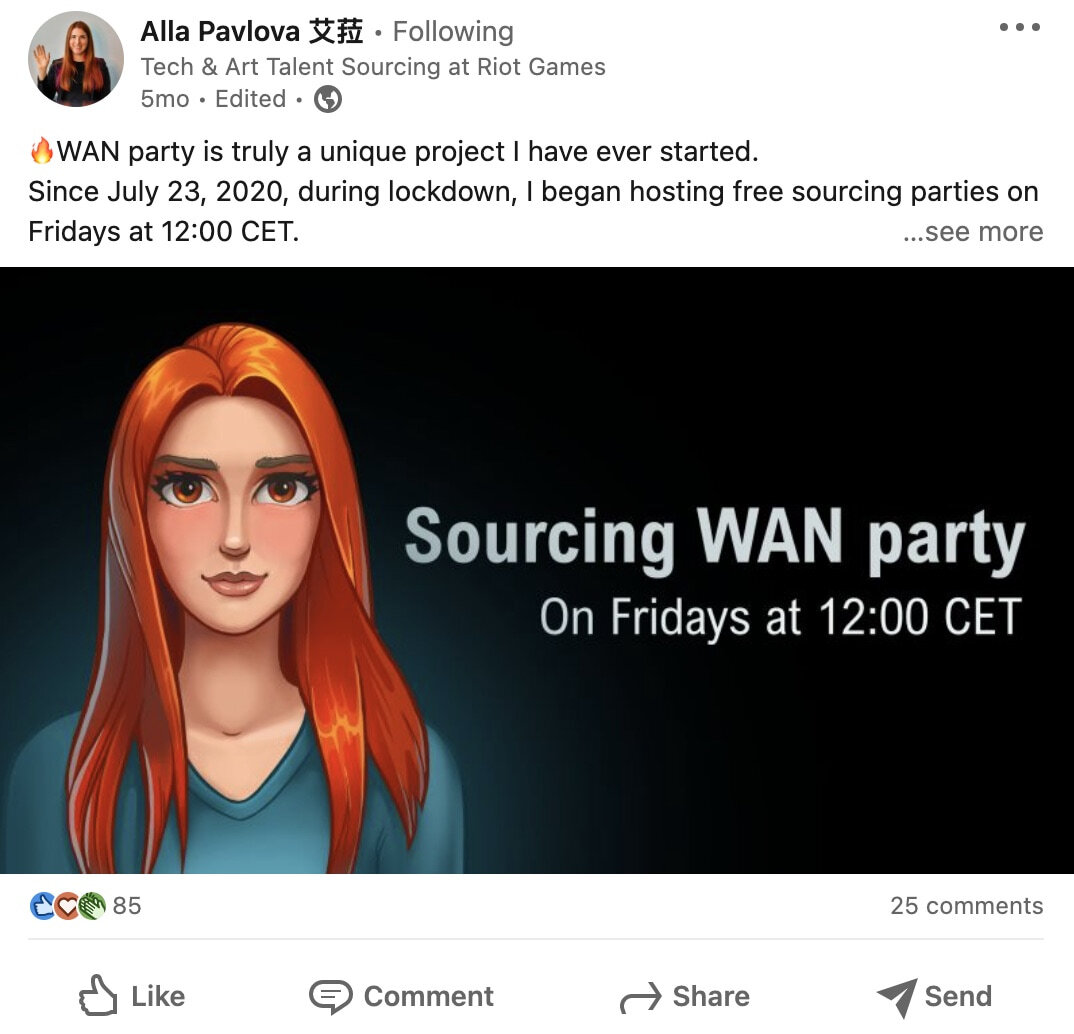 Alla Pavlova LinkedIn post