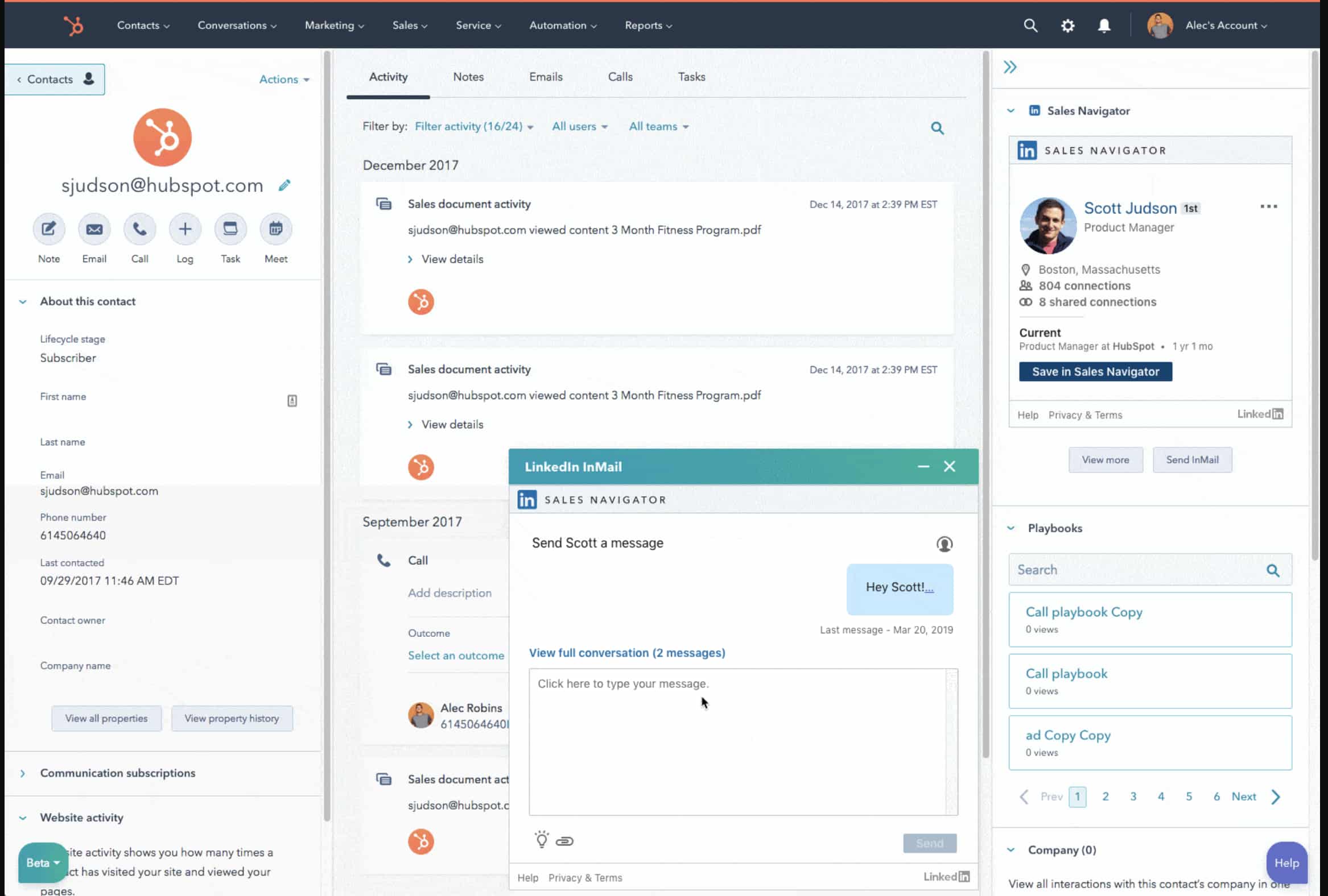 Linkedin InMail on Hubspot
