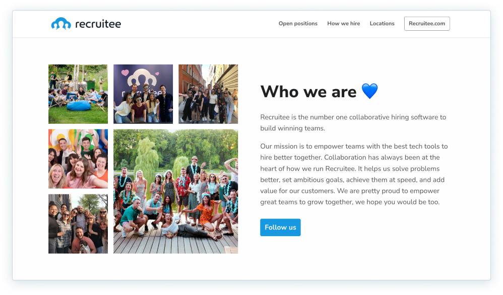 Le site carrière de Recruitee