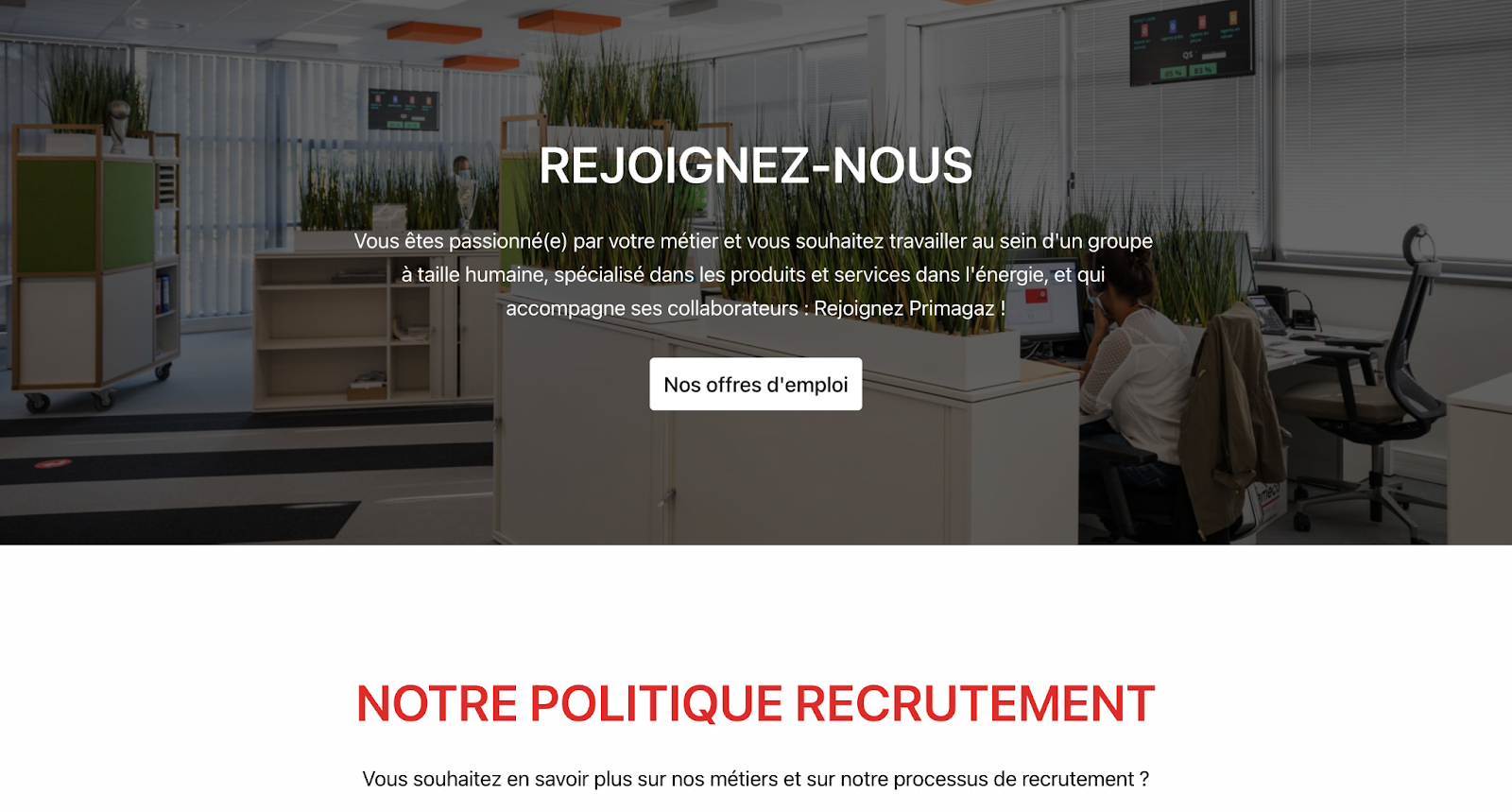 Site carrière de Primagaz, fait avec Recruitee