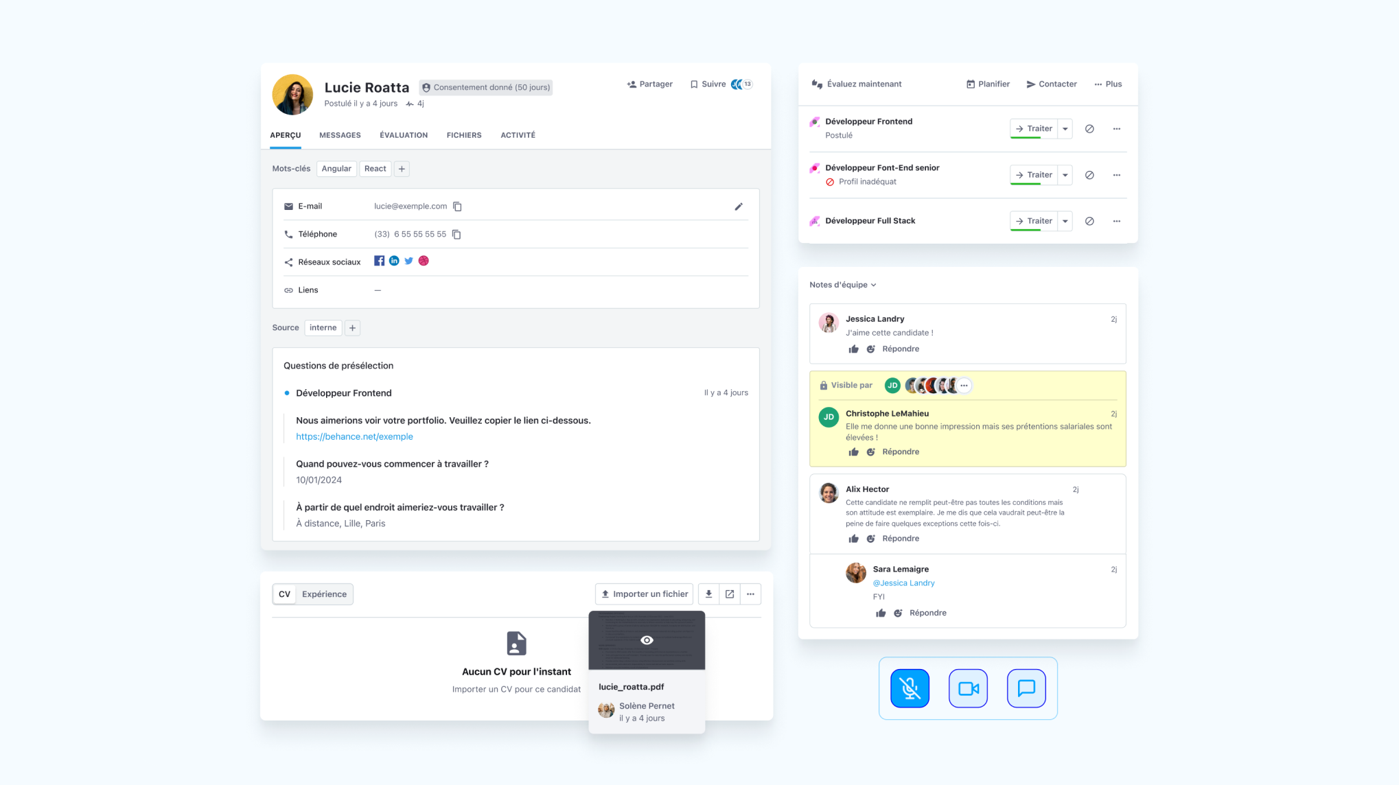 Profil candidate Recruitee