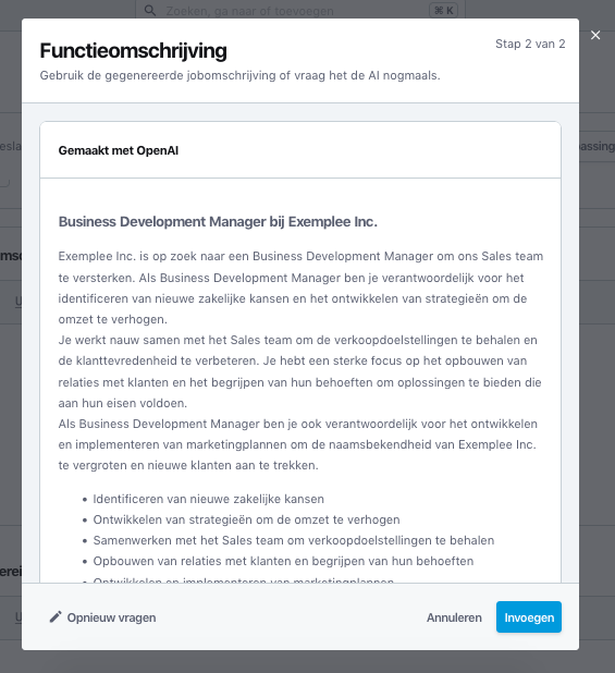 Gebruik AI voor functieomschrijvingen in Recruitee met OpenAI