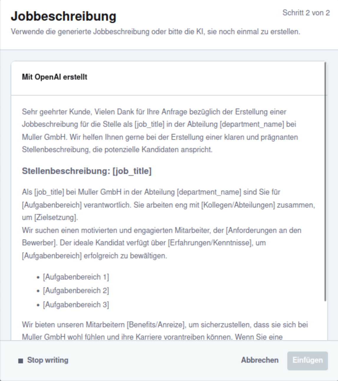 Erstellen von Jobbeschreibungen in Recruitee mit KI
