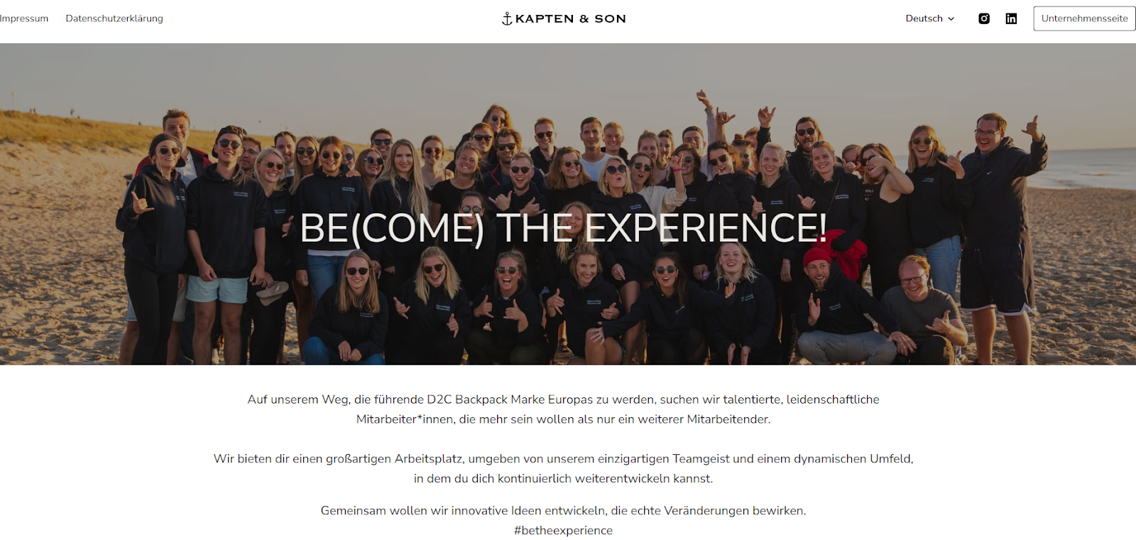 Karriereseite von Kapten & Son