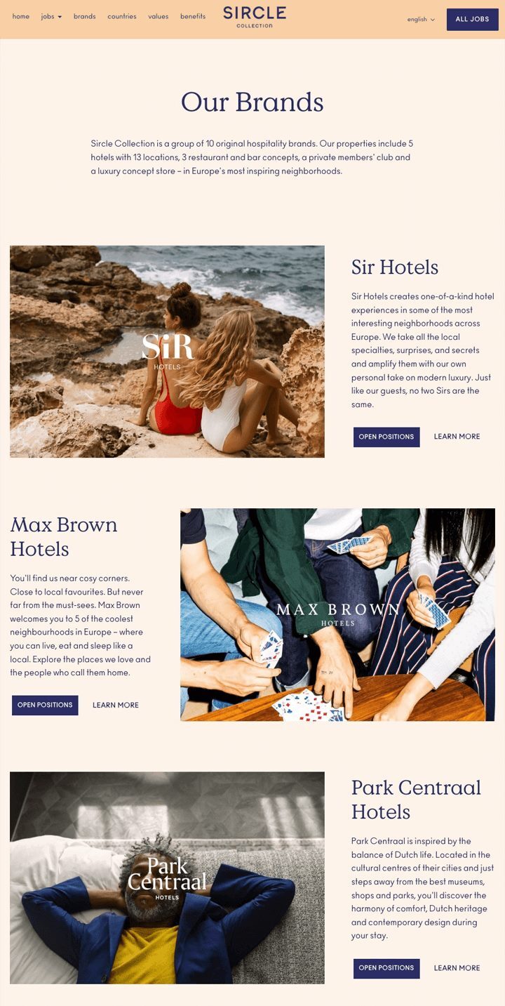 Voorbeeld merkenpagina Sircle Collection