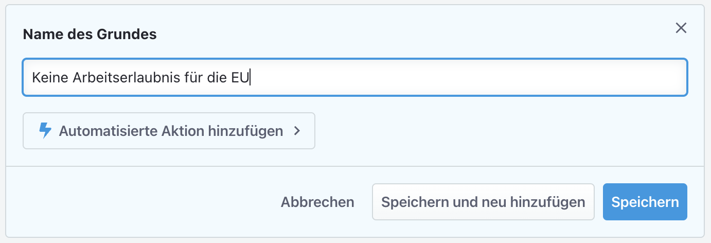 Screenshot der Software Recruitee, auf dem ein Kasten zu sehen ist, in den eine KO-Frage eingegeben wird, sowie verschiedene Optionen dazu.