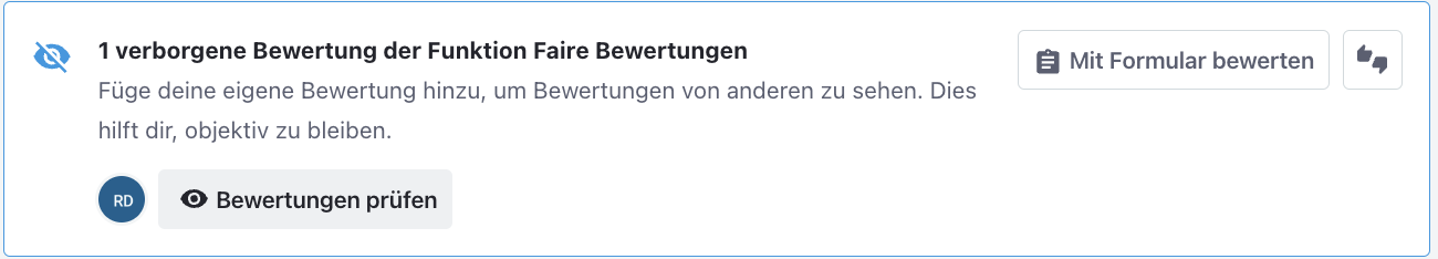 Screenshot der Recruiting-Software Recruitee, auf dem ein Hinweis zu einer verborgenen Bewertung zu sehen ist.