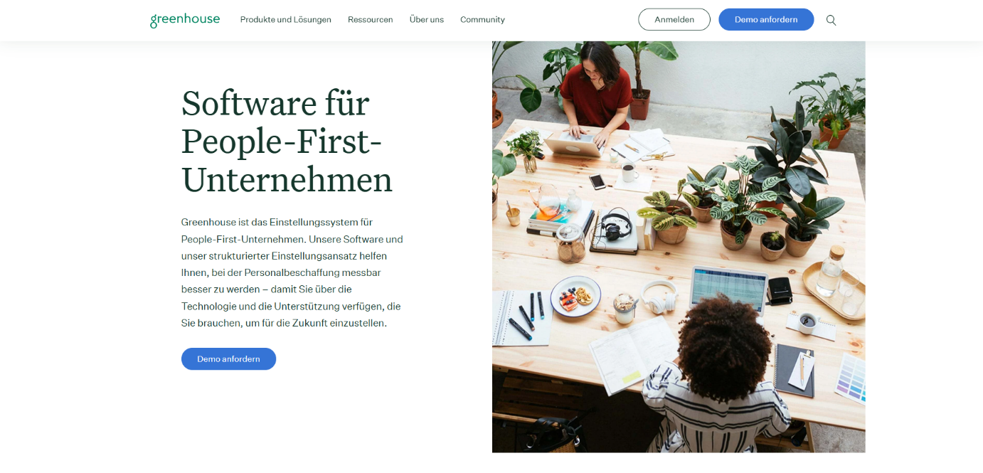 Screenshot der Startseite der Recruiting-Software Greenhouse.