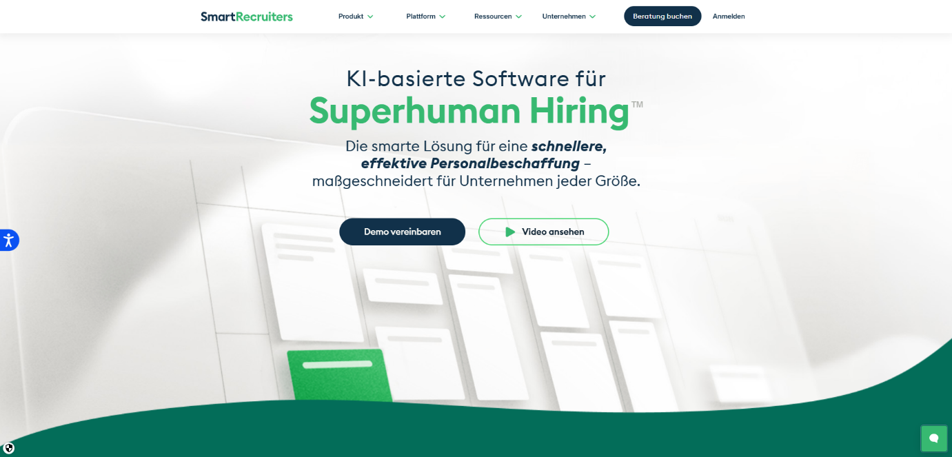 Screenshot der Startseite der Recruiting-Software SmartRecruiters.